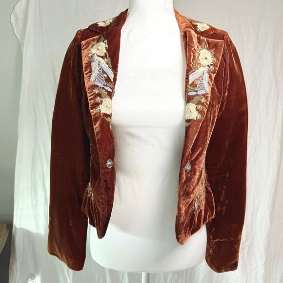 True Meaning Embroidered Velvet Blazer Jacket, Anthropologie, Women’s Size 2 EUC - Picture 11 of 11